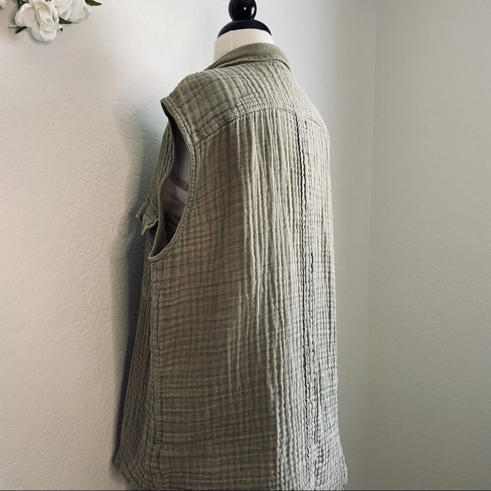 Free People Sleeveless Gauze Buttondown